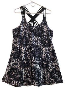Women's APT. 9 Criss-Cross Strappy Back Swim Cover-Up Dress BLACK Tie-Dye XL
